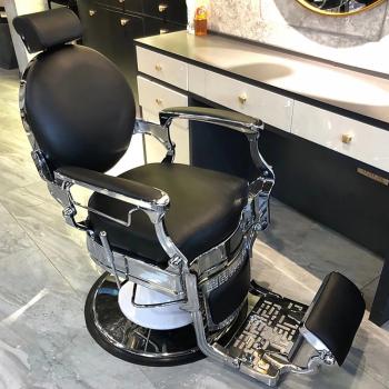 Großhandel B2B Vintage Friseursalon Barber Shop Friseurstuhl schwenkbar Frisierstuhl Silber